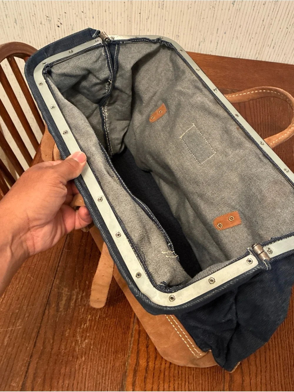 Tool Duffel Bag Carpenter Denim And Suede With Wrangler Patch All Purpose